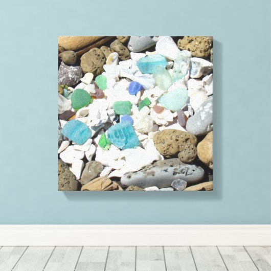 Decoratieve Art Canvas Strand Zee Fossielen Afdruk (Insitu (Houten vloer))