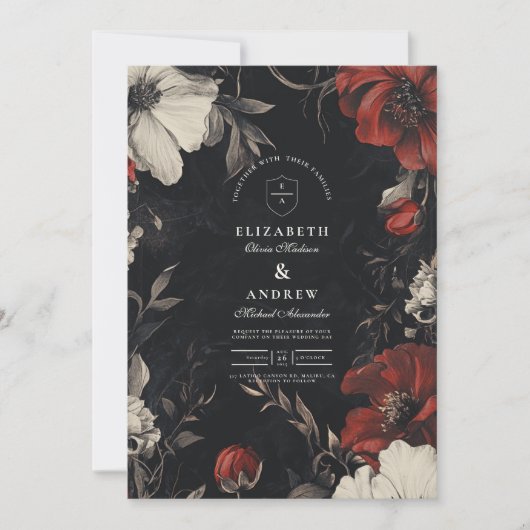 Decoratieve Art Nouveau Floral Wedding Kaart (Voorkant)