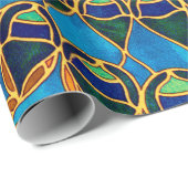  decoratieve art nouveau pauwen en bomen cadeaupapier (Rol Hoek)