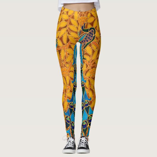 decoratieve art nouveau pauwen en bomen leggings (Voorkant)