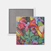 Decoratieve artistieke magneet met rode klaproos (Voorkant / Achterkant)