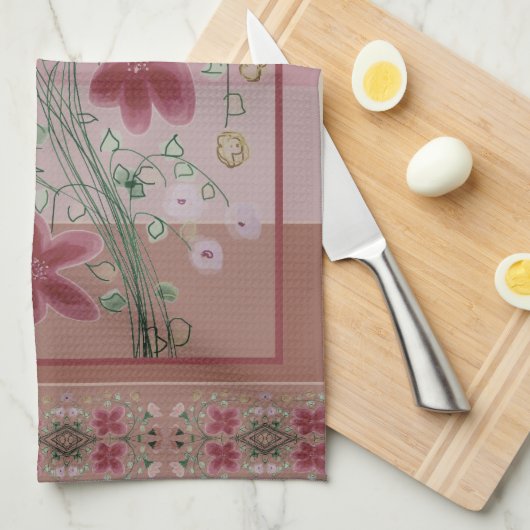 Decoratieve Artsy Floral Designer Keuken Handdoeke Theedoek (Quarter Fold)
