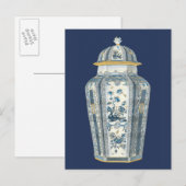 Decoratieve Aziatische urine in blauw en wit Briefkaart (Voorkant / Achterkant)