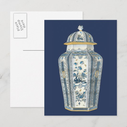 Decoratieve Aziatische urine in blauw en wit Briefkaart (Voorkant / Achterkant)