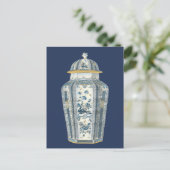 Decoratieve Aziatische urine in blauw en wit Briefkaart (Staand voorkant)