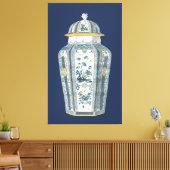 Decoratieve Aziatische urine in blauw en wit Canvas Afdruk (Insitu (Woonkamer))