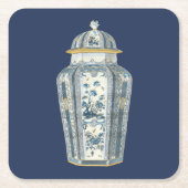Decoratieve Aziatische urine in blauw en wit Kartonnen Onderzetters (Voorkant)