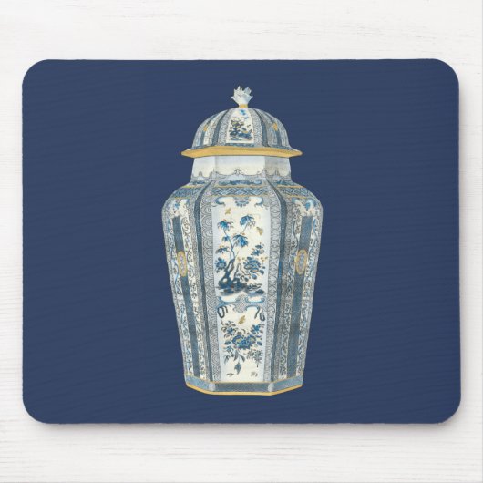 Decoratieve Aziatische urine in blauw en wit Muismat (Voorkant)