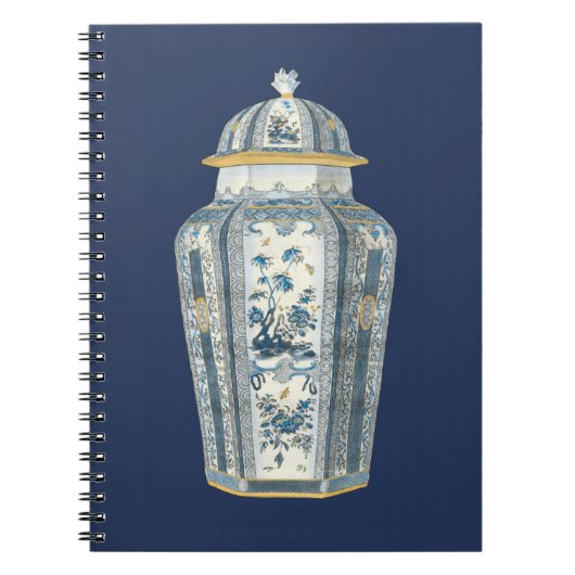 Decoratieve Aziatische urine in blauw en wit Notitieboek (Voorkant)