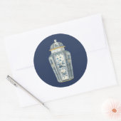 Decoratieve Aziatische urine in blauw en wit Ronde Sticker (Envelop)