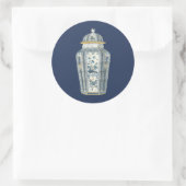 Decoratieve Aziatische urine in blauw en wit Ronde Sticker (Tas)
