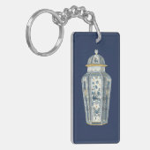 Decoratieve Aziatische urine in blauw en wit Sleutelhanger (Voorkant Links)