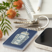 Decoratieve Aziatische urine in blauw en wit Sleutelhanger (Voorkant Rechts)