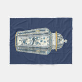Decoratieve Aziatische Urn in Blauw & Wit Fleece Deken (Voorkant (Horizontaal))