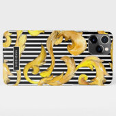 Decoratieve Barok en Strepen Patroon met Naam iPhone Hoesje (Achterkant horizontaal)