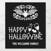 Decoratieve Bat Halloween Wijnlabel Wijn Etiket (Enkel label)