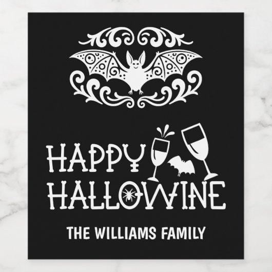 Decoratieve Bat Halloween Wijnlabel Wijn Etiket (Enkel label)