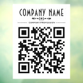 Decoratieve bedrijfsnaam en QR-code Raamsticker (Vel 3)