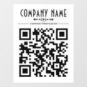 Decoratieve bedrijfsnaam en QR-code Raamsticker (Vel)