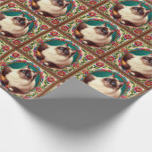 Decoratieve Birman Kat Kleurrijke Bloemen Rand Cadeaupapier (Hoek)