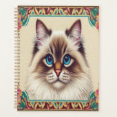 Decoratieve Birman Kat Kleurrijke ingelijste rand Planner (Voorkant)