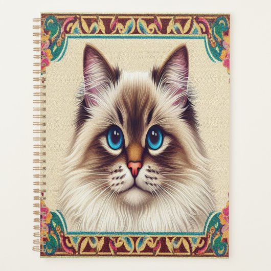 Decoratieve Birman Kat Kleurrijke ingelijste rand Planner (Voorkant)