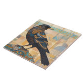 Decoratieve Blackbird Bird Art Earth Tone Sinaasap Tegeltje (Zijkant)