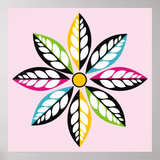 Decoratieve bladeren-bloem modern, abstract poster (Voorkant)