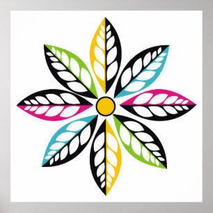 Decoratieve bladeren-bloem modern, abstract poster