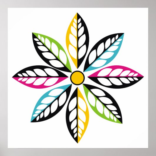 Decoratieve bladeren-bloem modern, abstract poster (Voorkant)