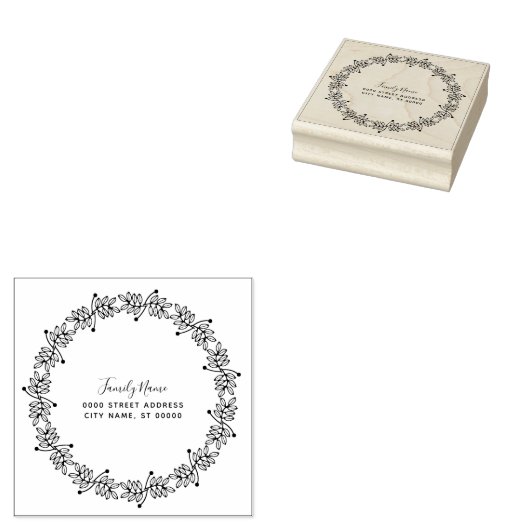 Decoratieve bladeren Retouradres Rubber Stamp Rubberstempel (Gestempeld)