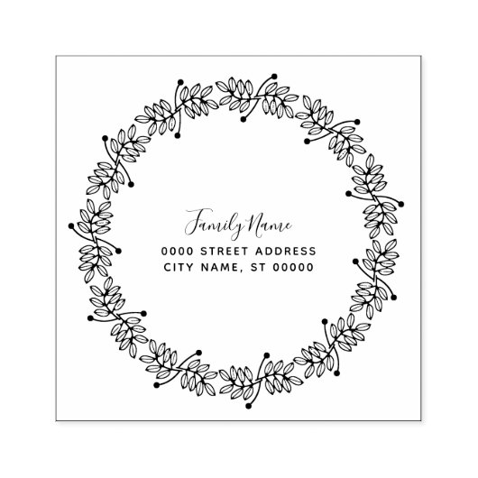 Decoratieve bladeren Retouradres Rubber Stamp Rubberstempel (Afrduk)