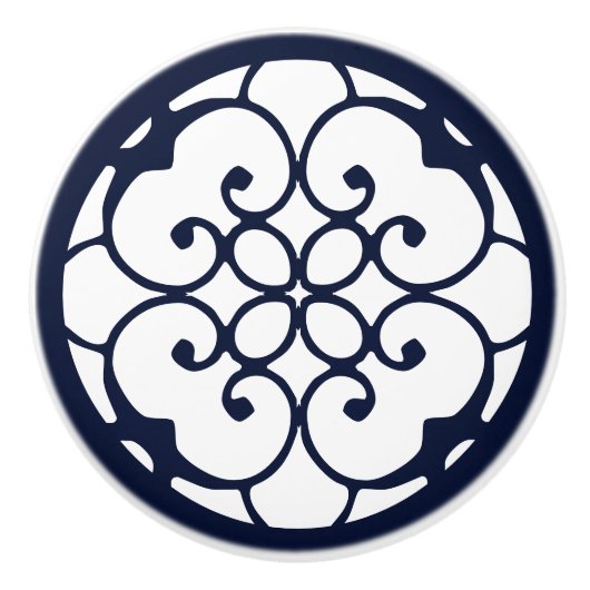 Decoratieve Blauw Wit Patroon Keramische Pull Knop (Voorkant)