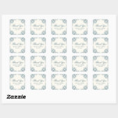 Decoratieve Blauwe Barok Bruiloft Dank u Vierkante Sticker (Vel)