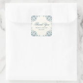 Decoratieve Blauwe Barok Bruiloft Dank u Vierkante Sticker (Tas)