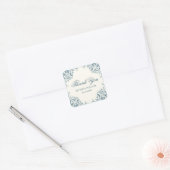 Decoratieve Blauwe Barok Bruiloft Dank u Vierkante Sticker (Envelop)
