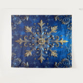 Decoratieve Blauwe Gouden Feest Achtergrond Wandkleed (Voorkant (horizontaal))