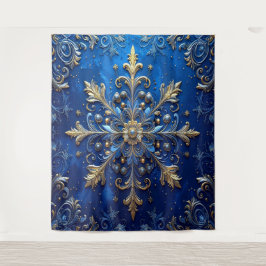 Decoratieve Blauwe Gouden Feest Achtergrond Wandkleed