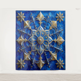 Decoratieve Blauwe Gouden Feest Achtergrond Wandkleed