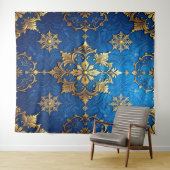 Decoratieve Blauwe Gouden Feest Achtergrond Wandkleed (In Situ (horizontaal))
