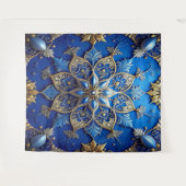 Decoratieve Blauwe Gouden Feest Achtergrond Wandkleed (Voorkant (horizontaal))