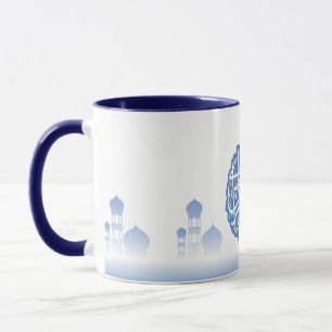 Decoratieve Blauwe Islamitische Achtergrond Koffie Mok