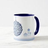 Decoratieve Blauwe Islamitische Achtergrond Koffie Mok (Voorkant rechts)
