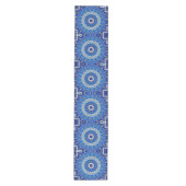 Decoratieve blauwe kersttafelloper medium tafelloper (Voorkant)