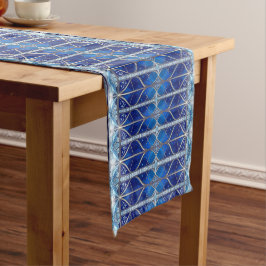 Decoratieve blauwe kersttafelloper medium tafelloper