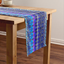 Decoratieve blauwe kersttafelloper medium tafelloper