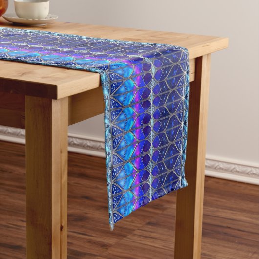 Decoratieve blauwe kersttafelloper medium tafelloper (Voorbeeld)