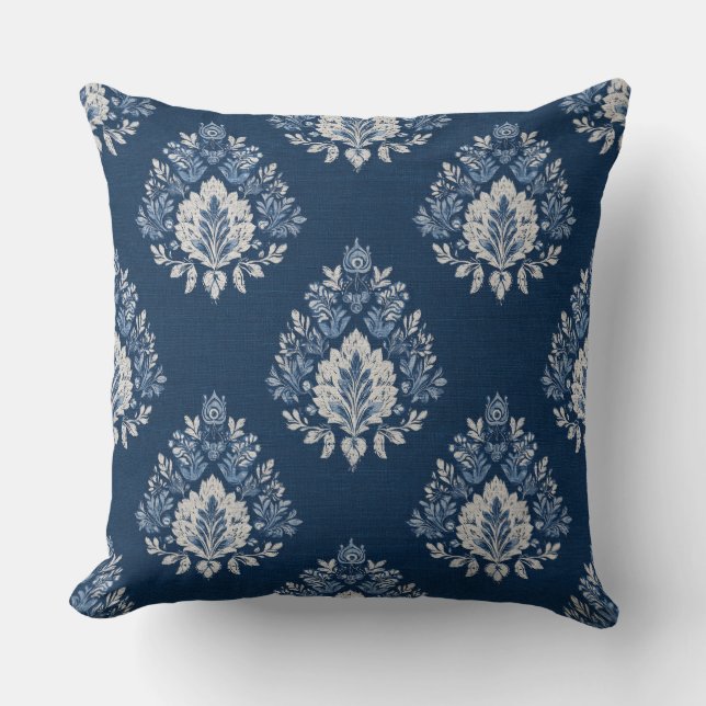 Decoratieve blauwe kussensloop kussen (Voorkant)