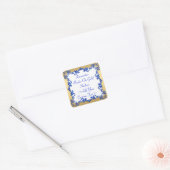 Decoratieve blauwe rand op gouden Sticker (Envelop)