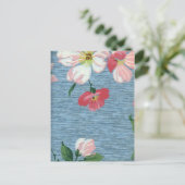  decoratieve blauwe roze Floral Bouquet Briefkaart (Staand voorkant)